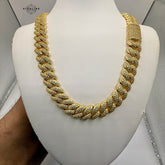 10mm Gold Tone Moissanite Miami Cuban Chain 22"